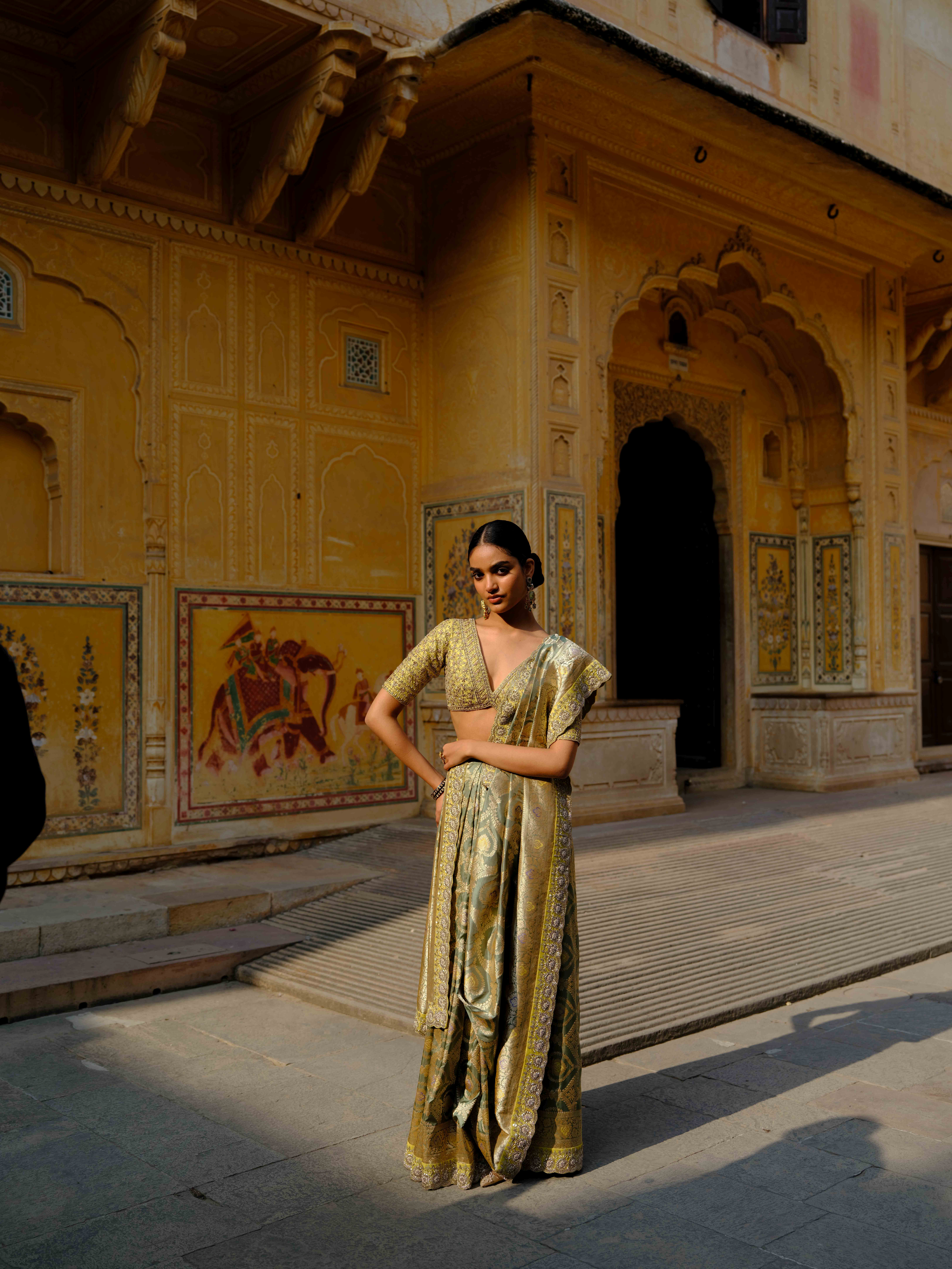 MENAKA HANDWOVEN BANARASI SAREE SET